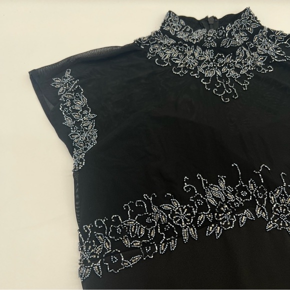 Vintage Stenay Beaded Mesh Dress – Size 8 – Whimsy Goth Romantic Academia Party - Picture 2 of 12
